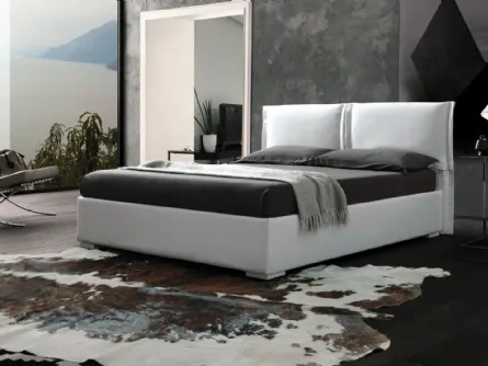 Letto in ecopelle con testiera e box contenitore Asia di Ergogreen