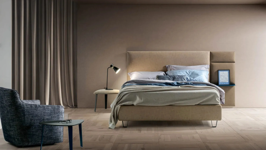 Letto con testiera in tessuto Pannelli Wall di Bside