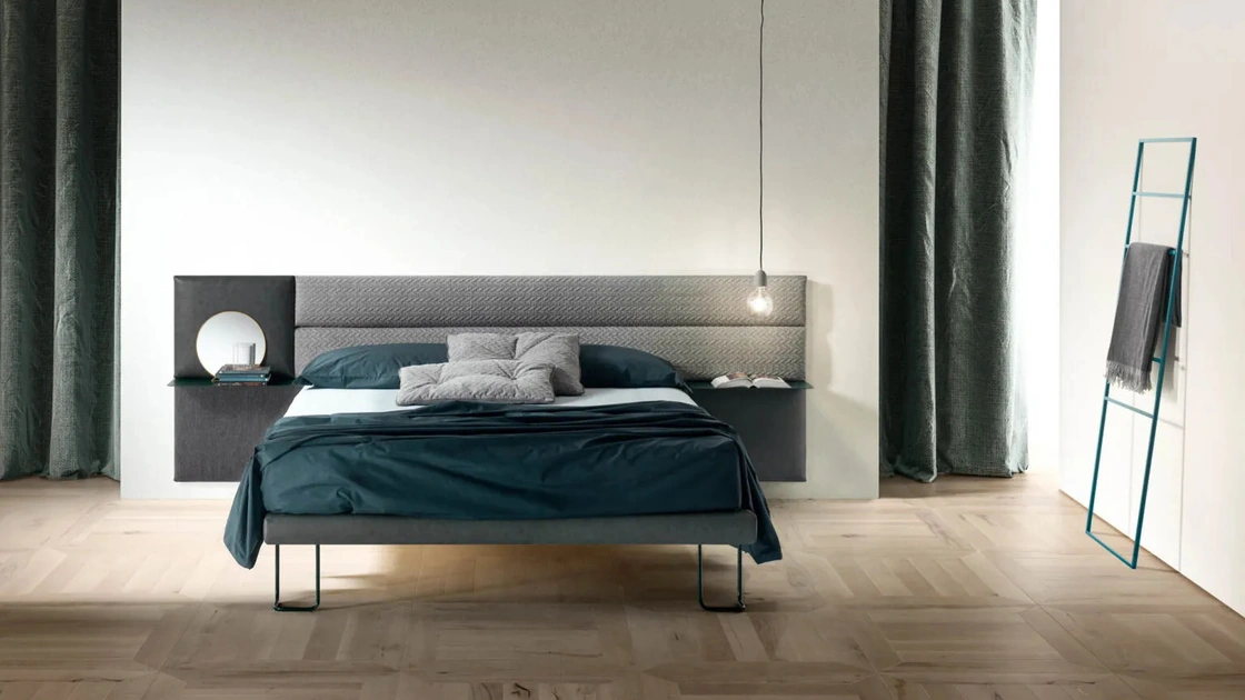 Letto con testiera in tessuto Pannelli Wall di Bside