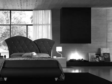 Letto con testiera capitonnè Orchidea di Baiardi