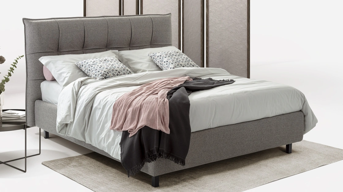 Letto in tessuto imbottito Luis con box contenitore di Rimar