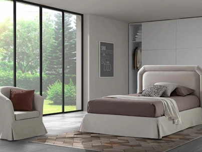 Letto singolo classico in tessuto imbottito Ariel di Rimar