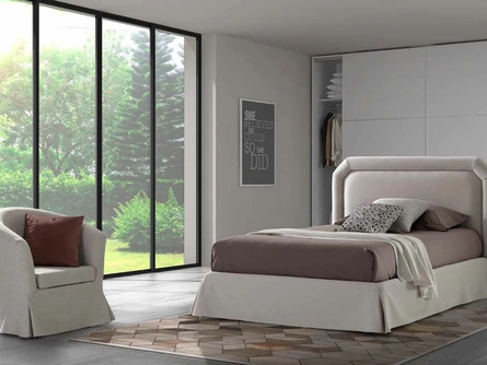 Letto singolo classico in tessuto imbottito Ariel di Rimar