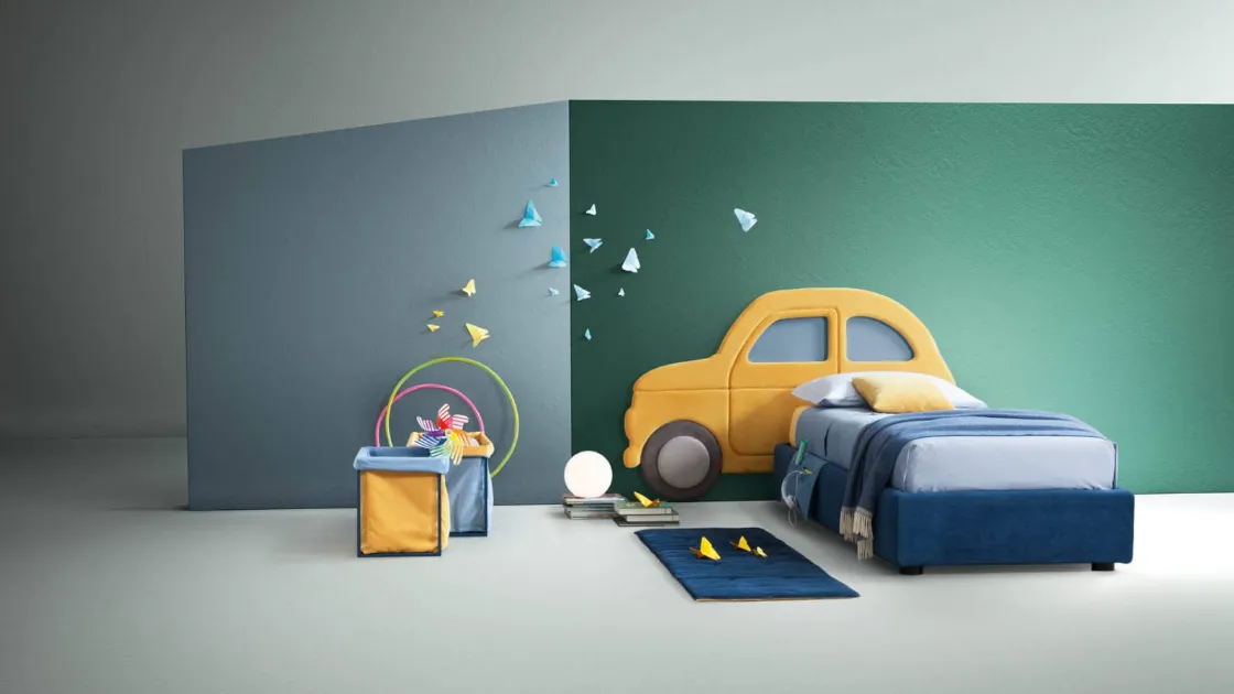 Letto moderno in tessuto per bambini Car di Bside