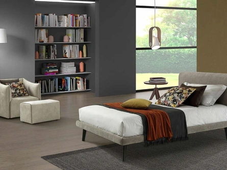 Letto singolo in tessuto con testiera Hermes di Rimar