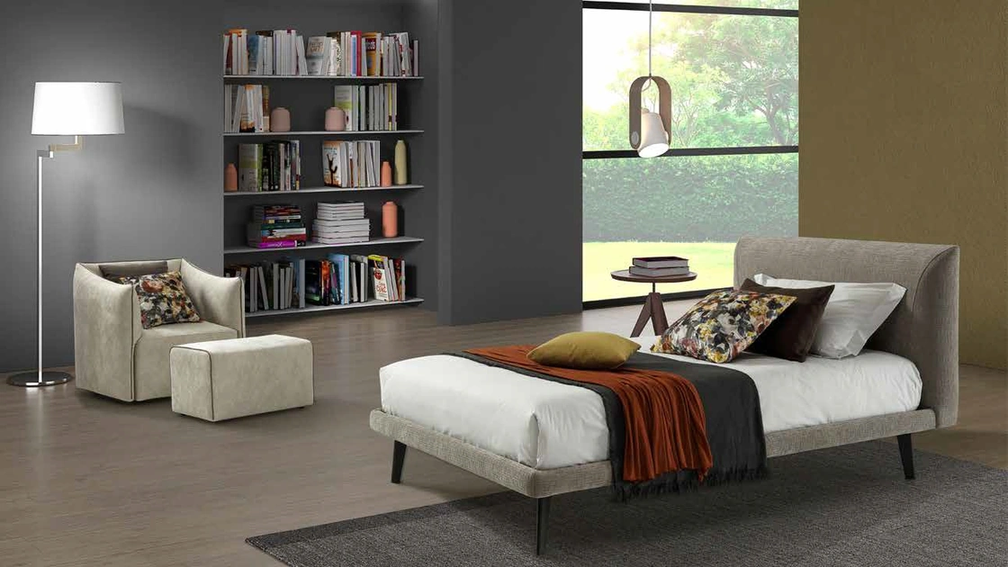 Letto singolo in tessuto con testiera Hermes di Rimar