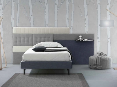 Letto singolo in tessuto imbottito Lego 11 di Rimar