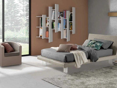 Letto singolo Yoru in ecopelle e tessuto di Rimar