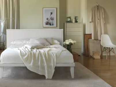 Letto con testiera imbottita in tessuto e rete in legno Smart Ergogreen
