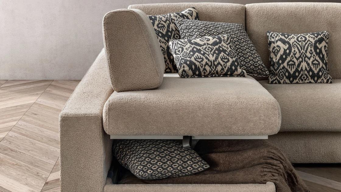 Divano Letto con penisola contenitore Cliff di Samoa