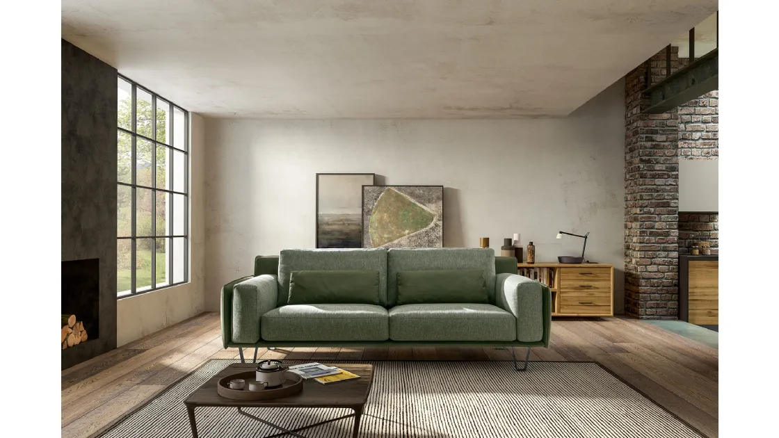 Divano lineare in tessuto Living Chic di Samoa