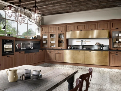 Cucina Classica angolare Louisiana 03 in rovere yuta e acciaio di Spagnol Cucine