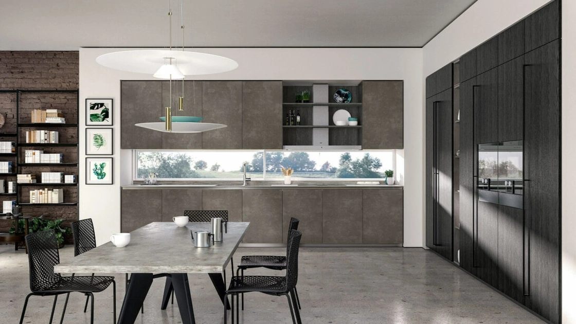 Cucina Moderna ad angolo Vivere Italia 12 in HPL e Rovere di Spagnol Cucine